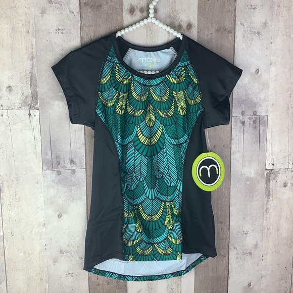 NWT Moxie Cycling Emerald Aqua & Lime Tee size Small - Picture 3 of 11